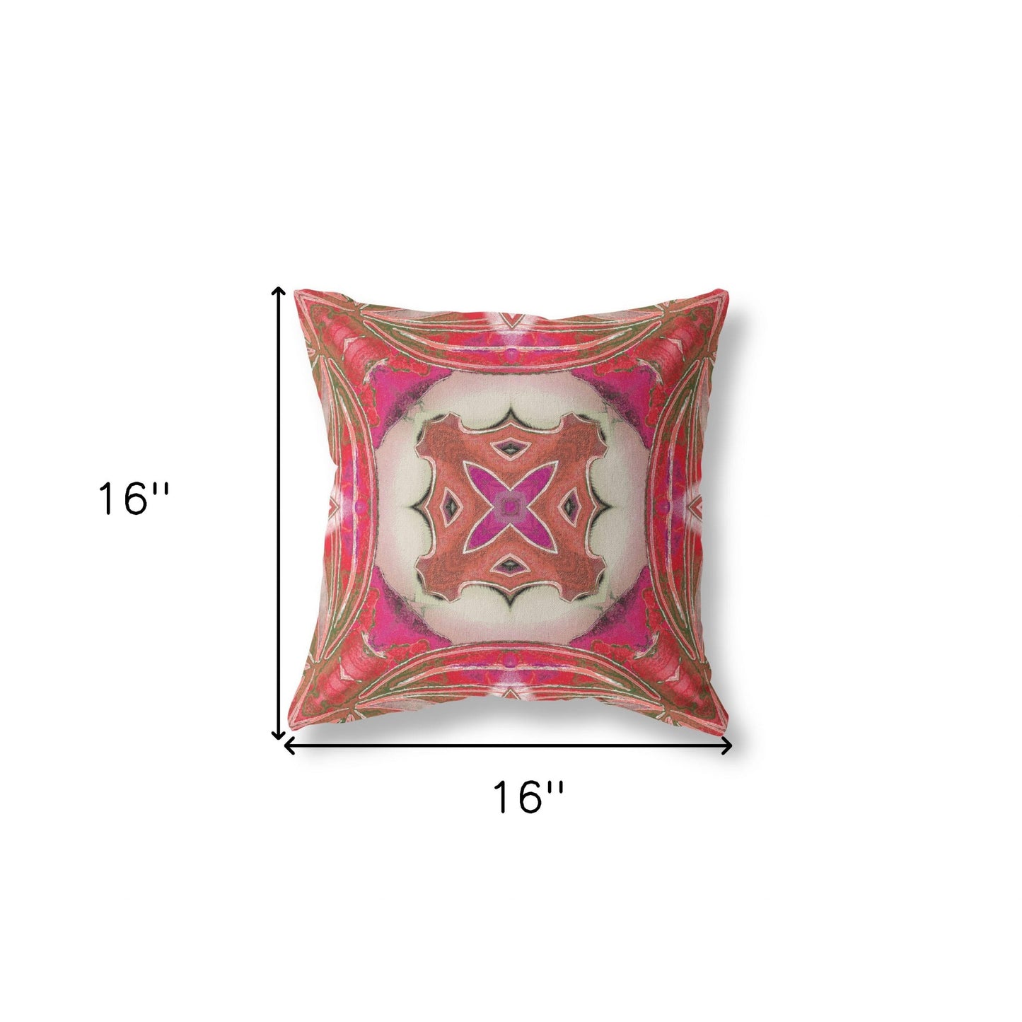 16"x16" Hot Pink Gray Zippered Suede Geometric Throw Pillow