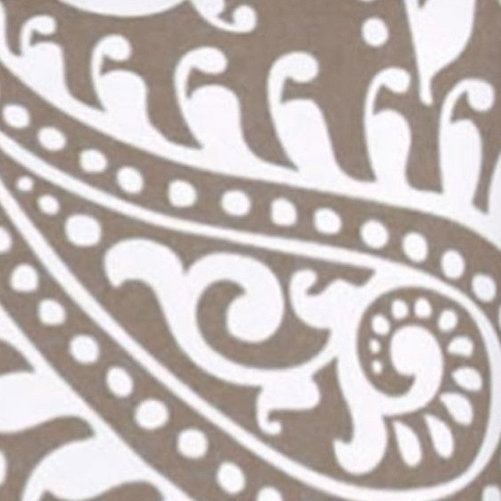 17x17 Taupe And White Zippered Polyester Paisley Throw Pillow Cover