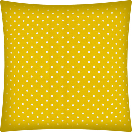 17" X 17" White And Creamy Yellow Zippered Polyester Polka Dots Throw Pillow Cover