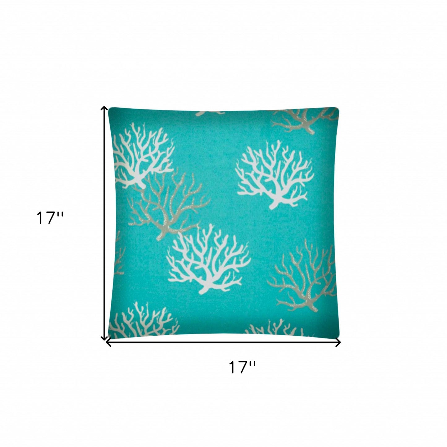 17"x17" Aqua Gray And White Zippered Polyester Coastal Throw Pillow Cover