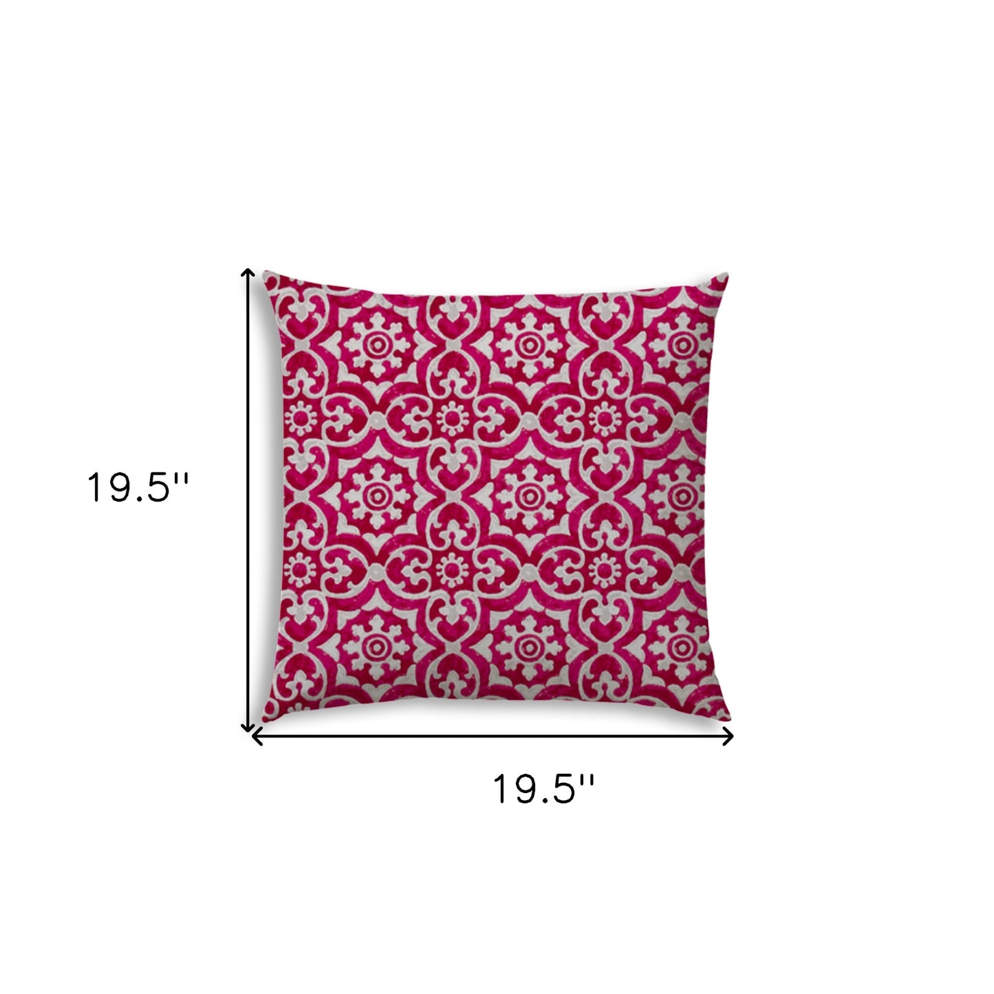 20" X 20" Magenta Zippered Stencil Indoor Outdoor Throw Pillow Cover