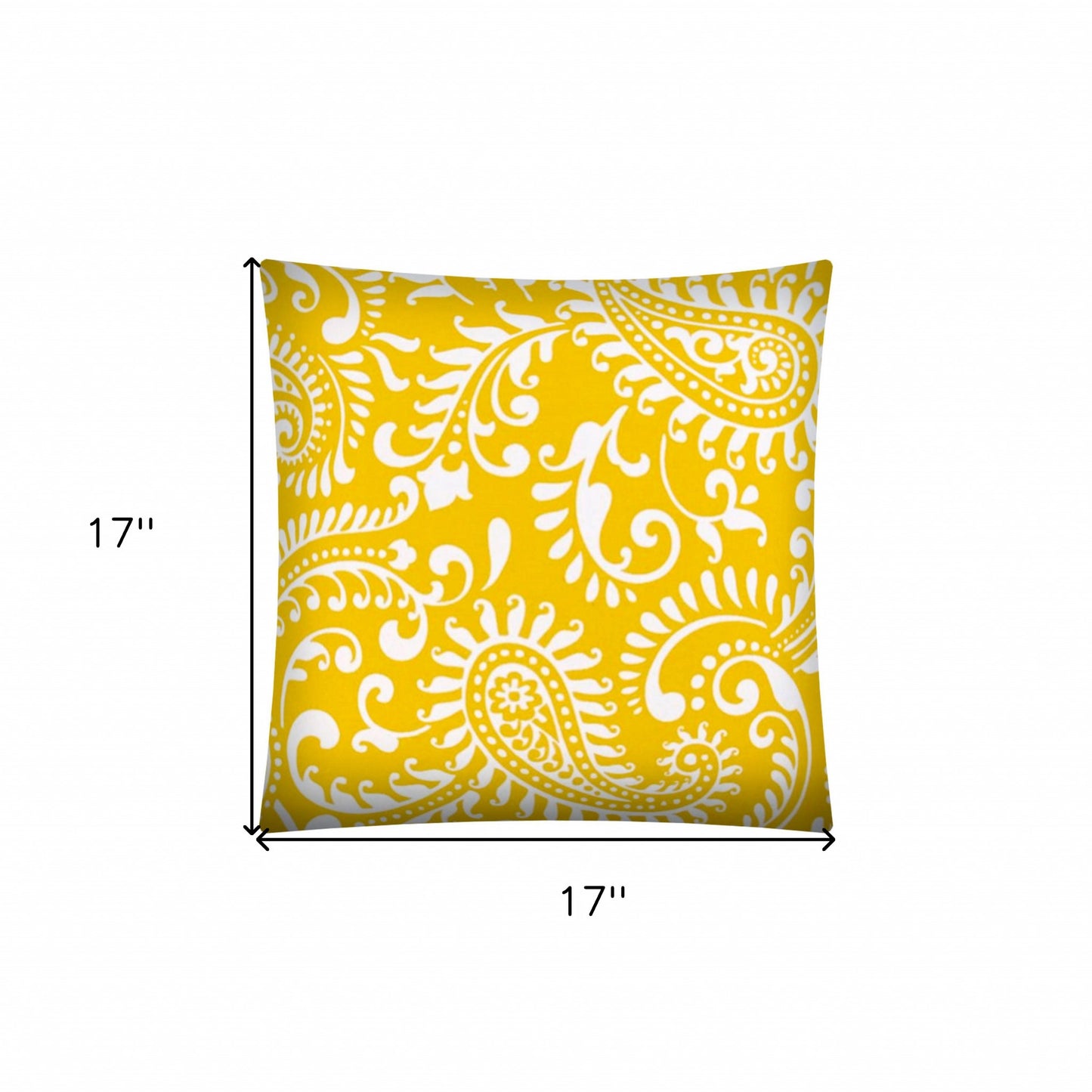 17" X 17" Cream Yellow And White Zippered Polyester Paisley Throw Pillow Cover