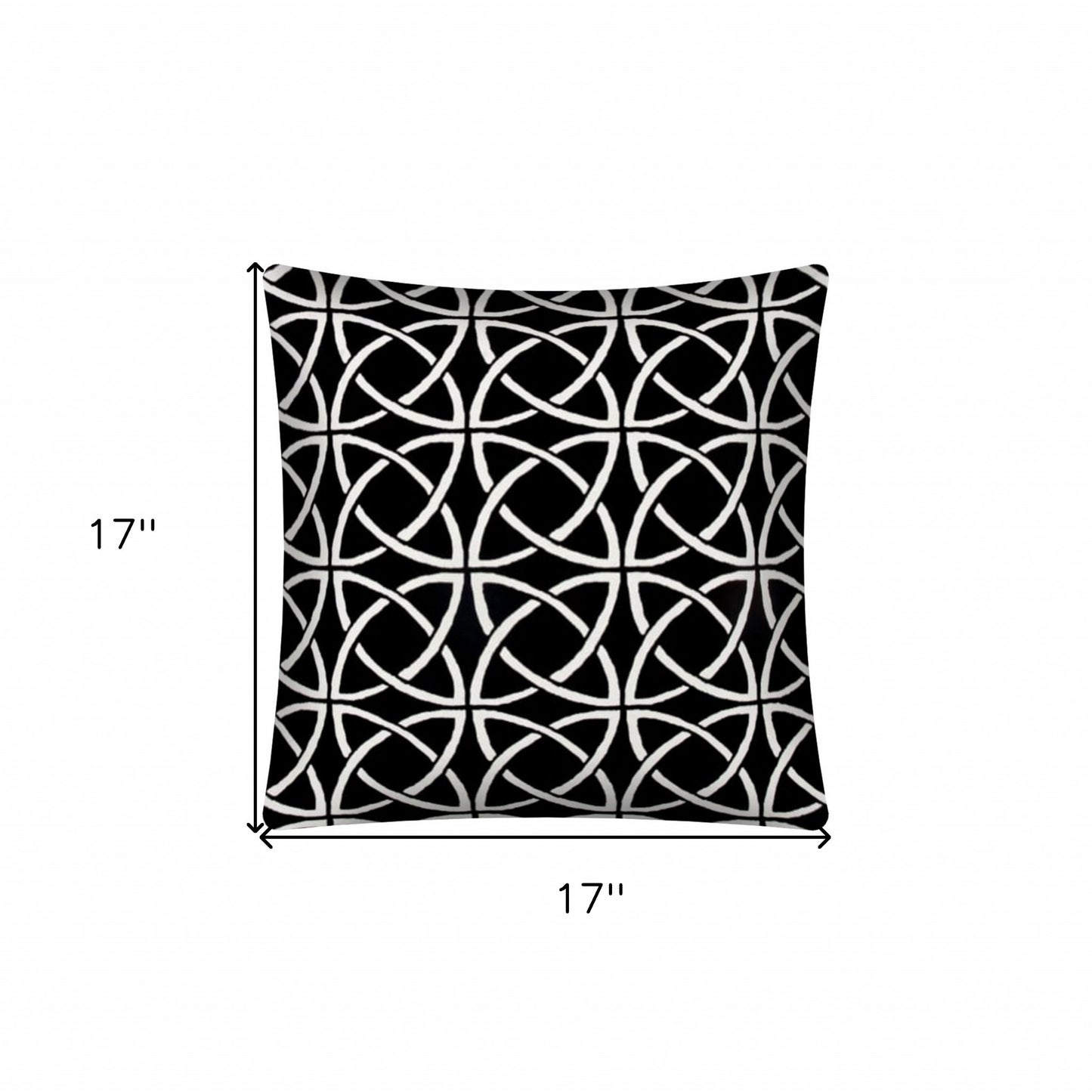 17" X 17" Black And White Zippered Polyester Interlocking Throw Pillow Cover