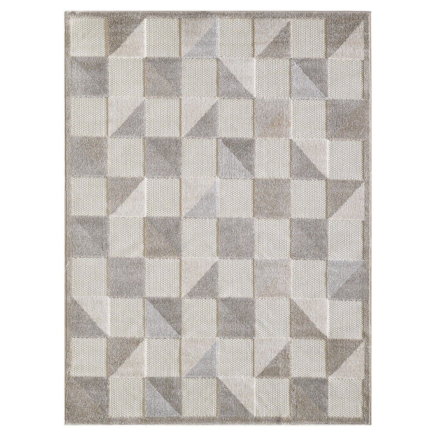 5' X 7' Gray Geometric Stain Resistant Indoor Outdoor Area Rug