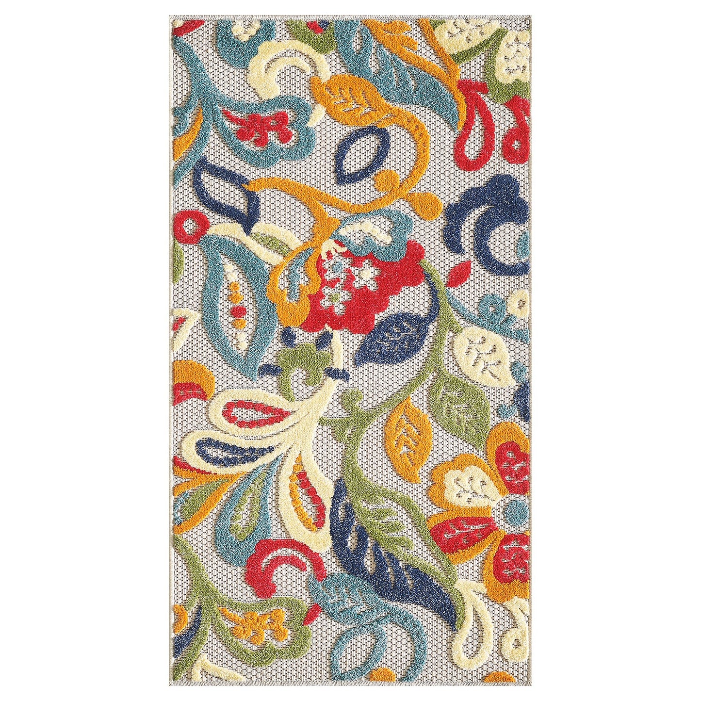 5’ x 7’ Multi Jacobean Floral Indoor Outdoor Area Rug