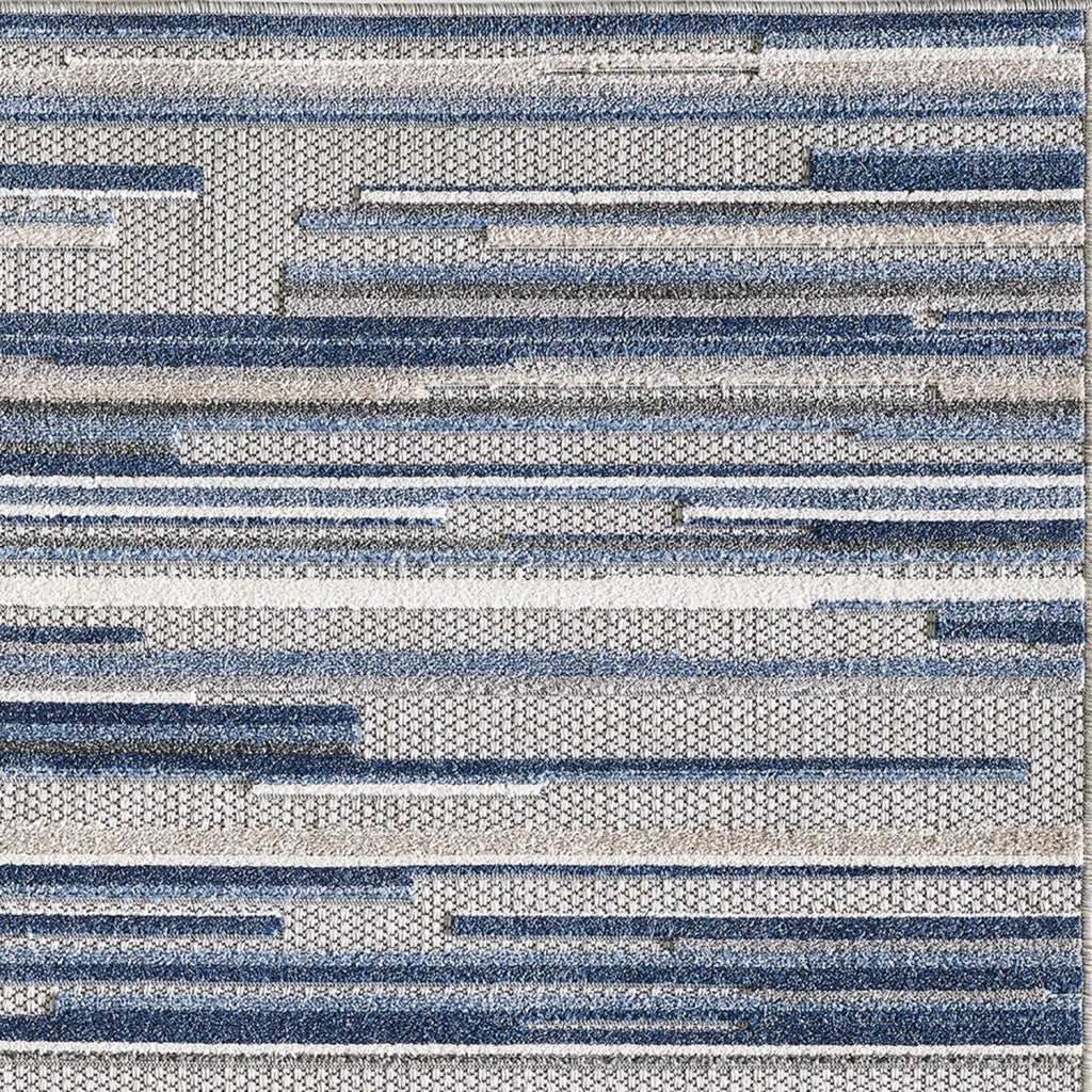 3' X 5' Blue Abstract Stain Resistant Indoor Outdoor Area Rug