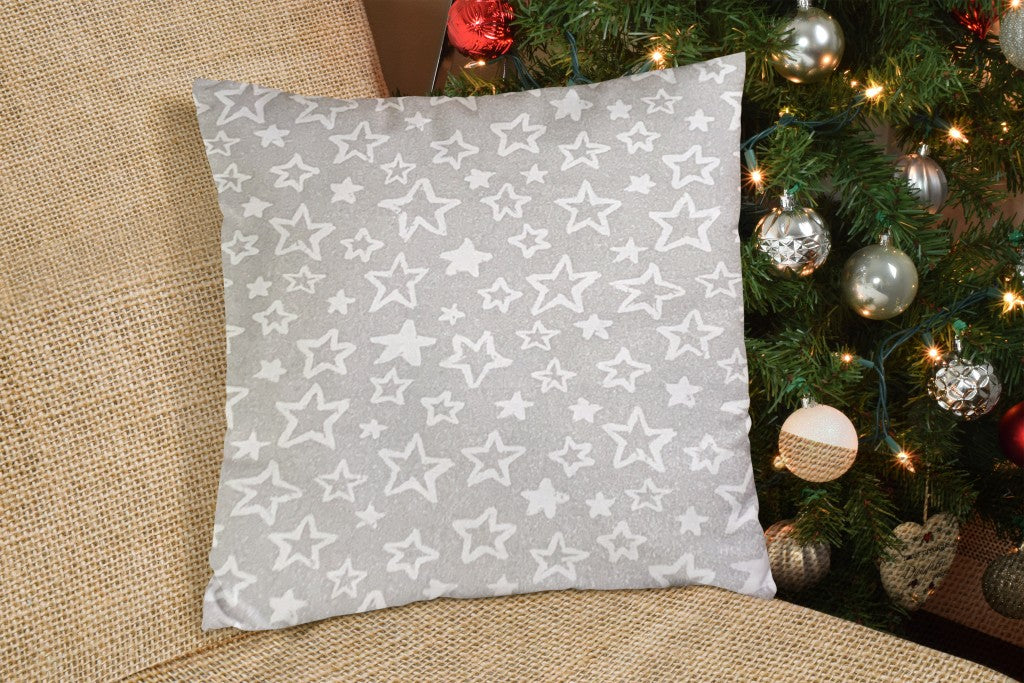 20" X 20" Silver Zippered 100% Cotton Throw Pillow Cover