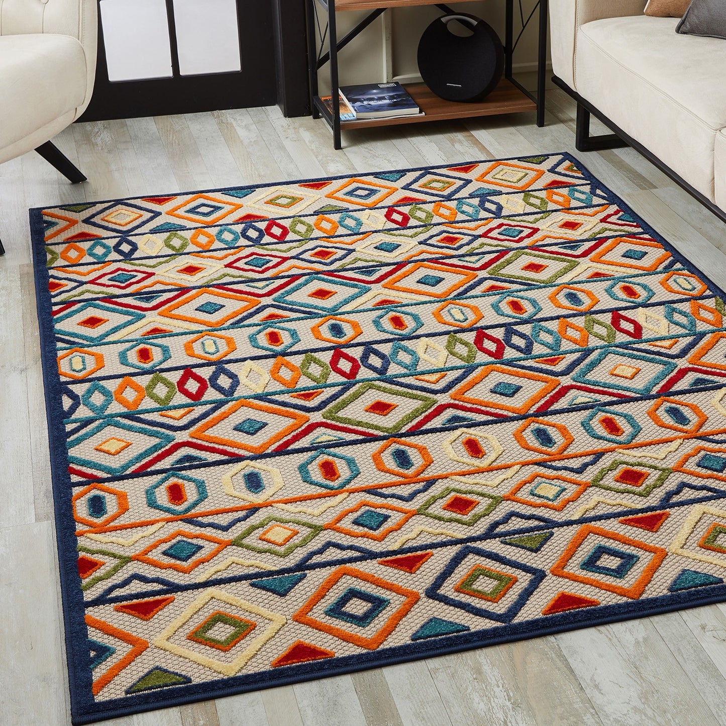 3’ x 5’ Multi Aztec Pattern Indoor Outdoor Area Rug