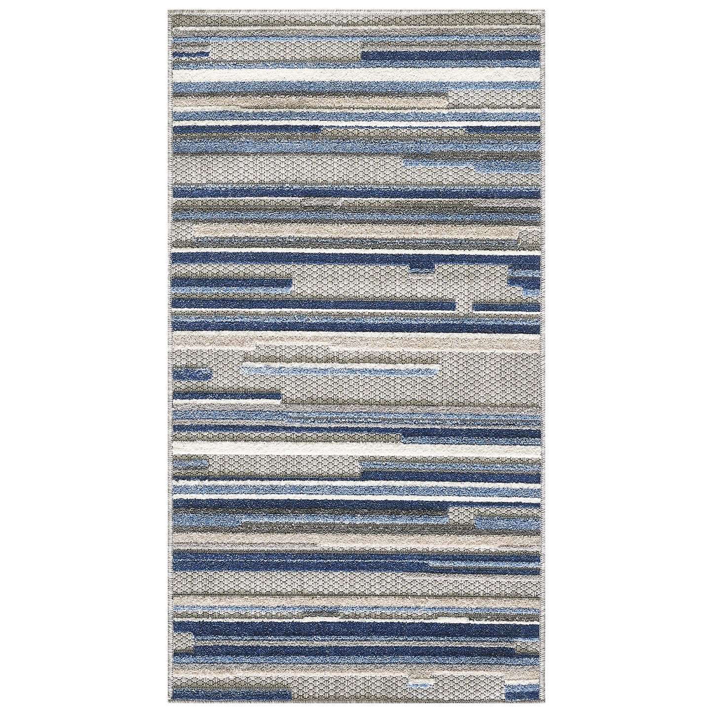 2' X 4' Blue Abstract Stain Resistant Indoor Outdoor Area Rug