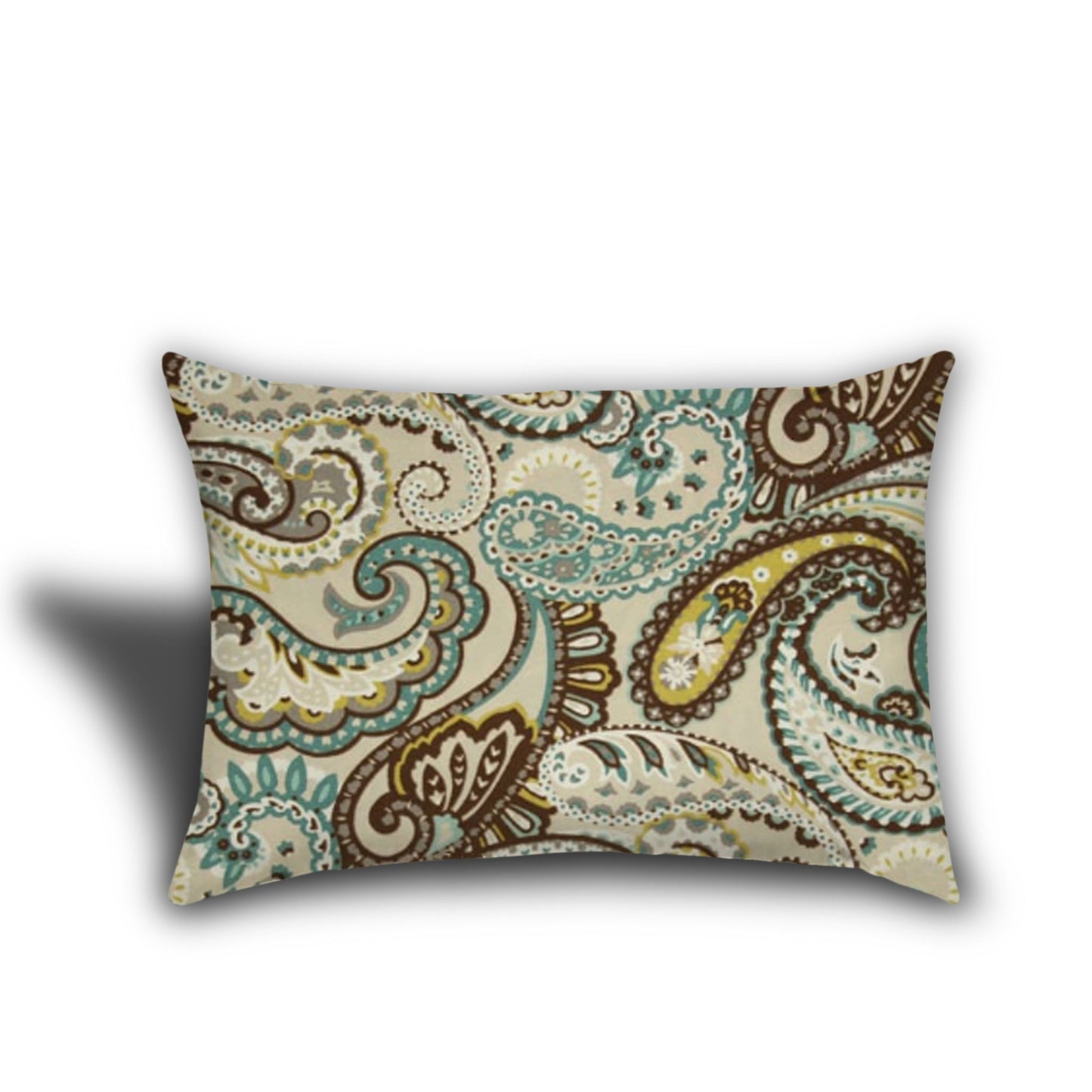 Set Of Three 19" X 19" Brown And Tan Zippered Paisley Throw Indoor Outdoor Pillow Cover