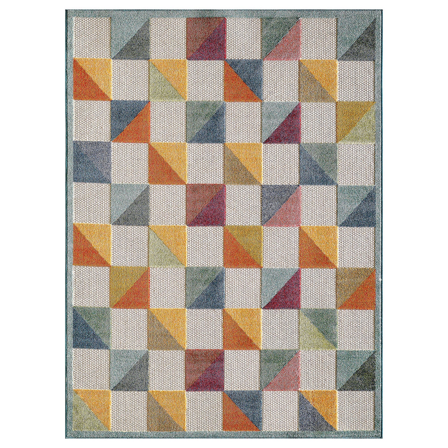 8' X 10' Orange And Ivory Geometric Stain Resistant Indoor Outdoor Area Rug