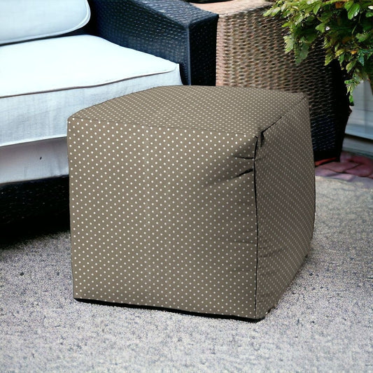 17" Taupe Cube Polka Dots Indoor Outdoor Pouf Cover