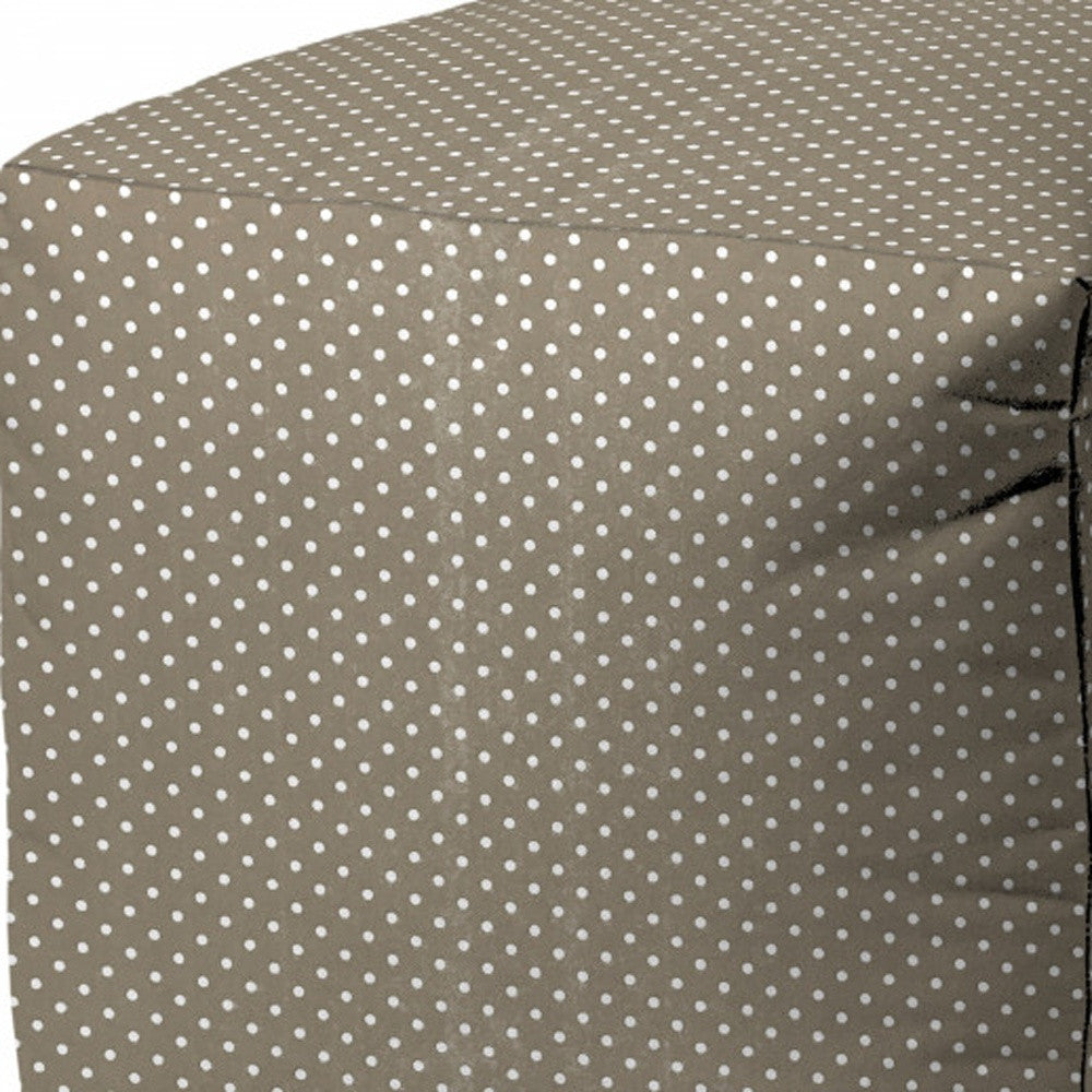 17" Taupe Cube Polka Dots Indoor Outdoor Pouf Cover