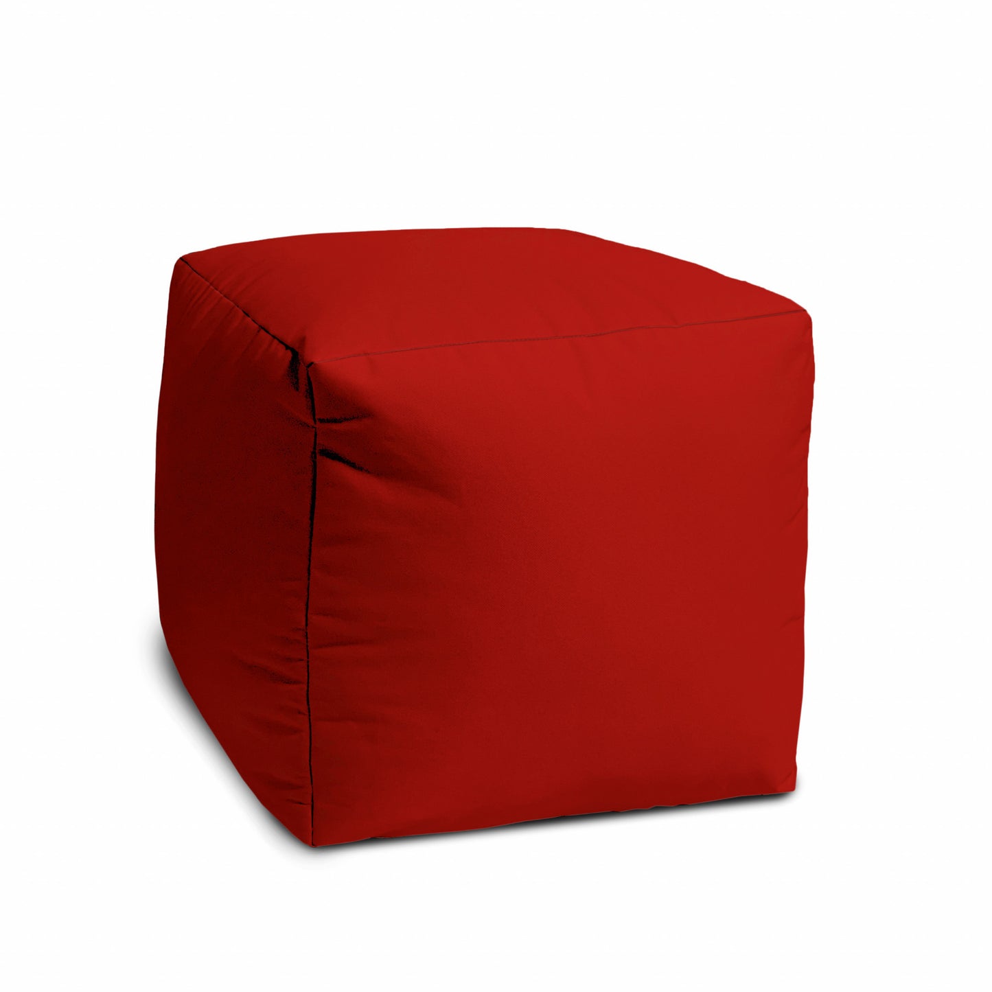 17" Cool Primary Red Solid Color Indoor Outdoor Pouf Cover