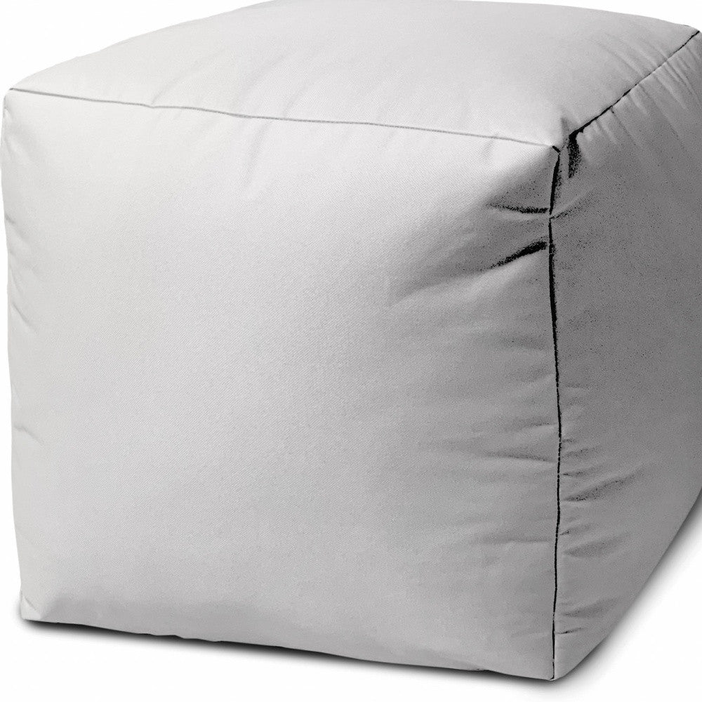 17" Cool Crisp White Solid Color Indoor Outdoor Pouf Ottoman