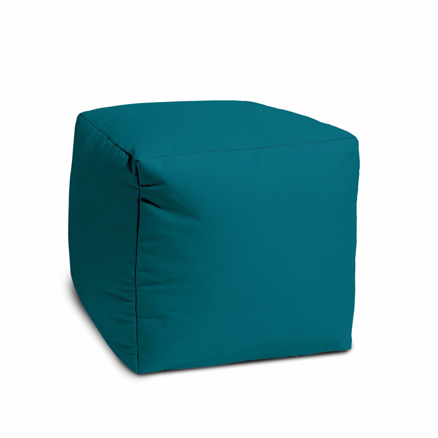 17" Cool Dark Teal Solid Color Indoor Outdoor Pouf Cover