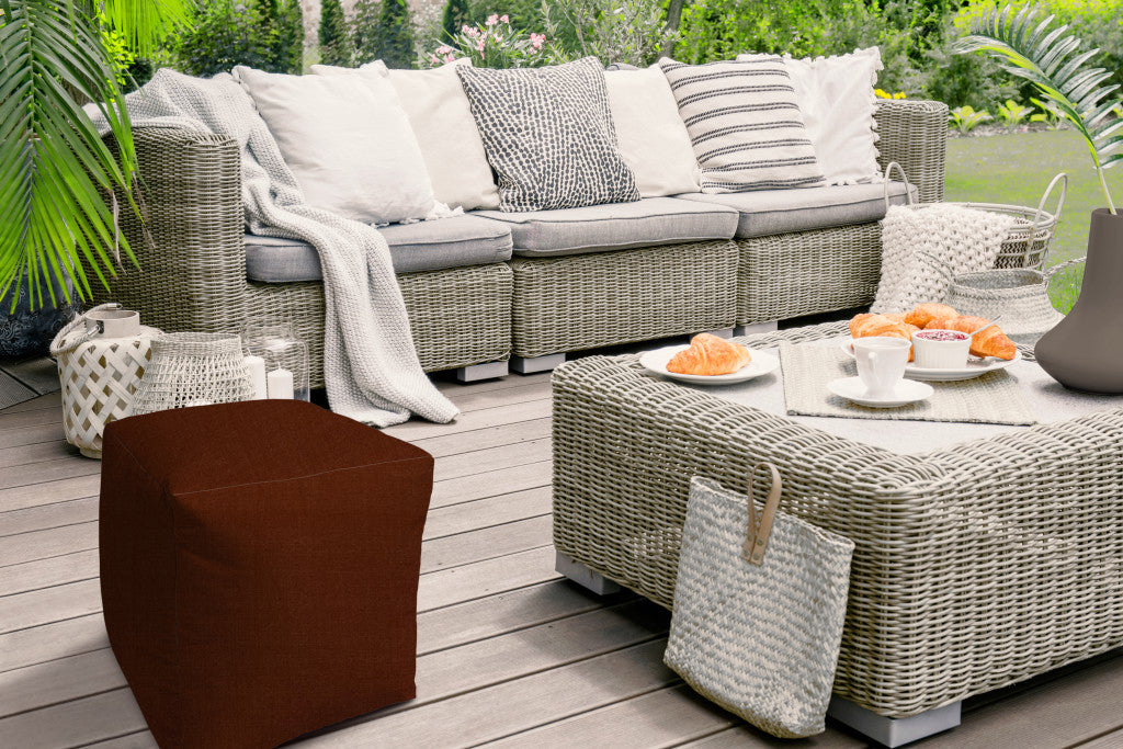 17" Orange Polyester Cube Indoor Outdoor Pouf Cover