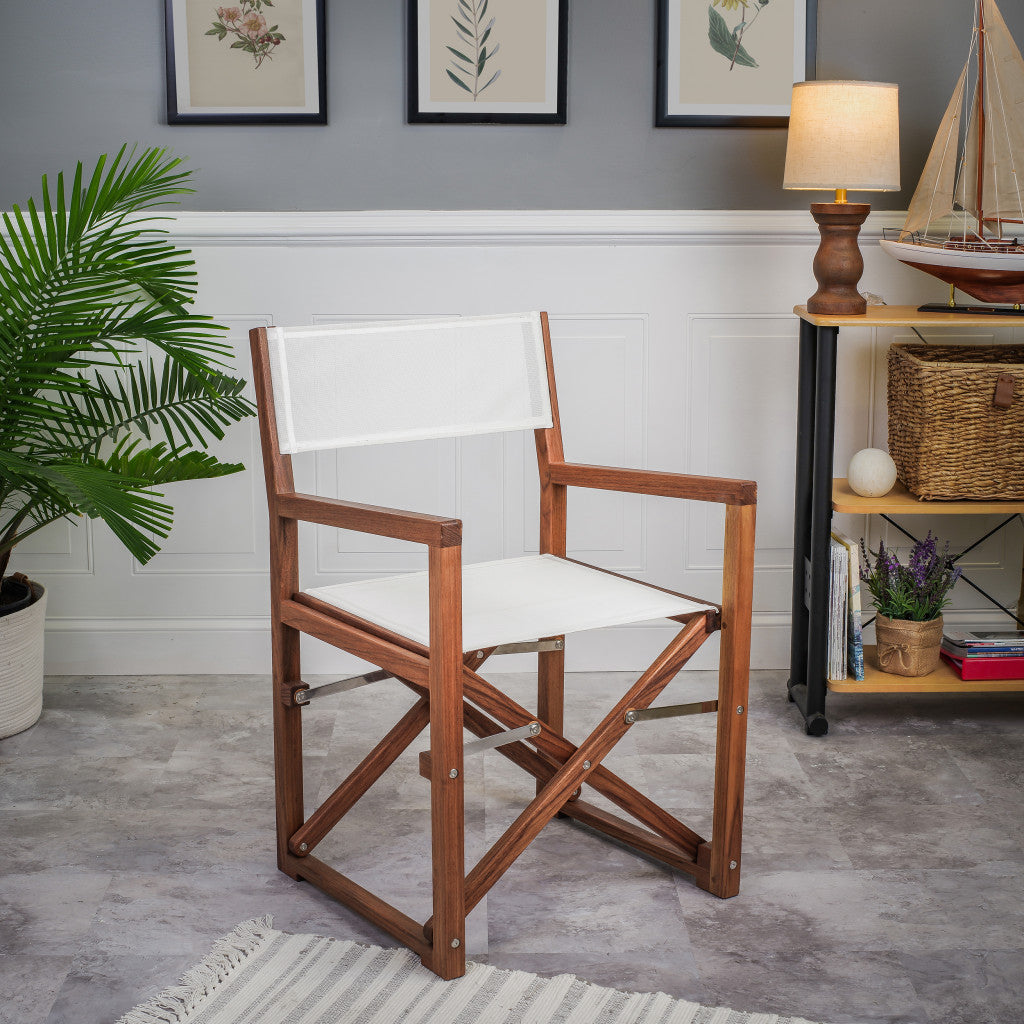 White And Brown Solid Wood Director Chair