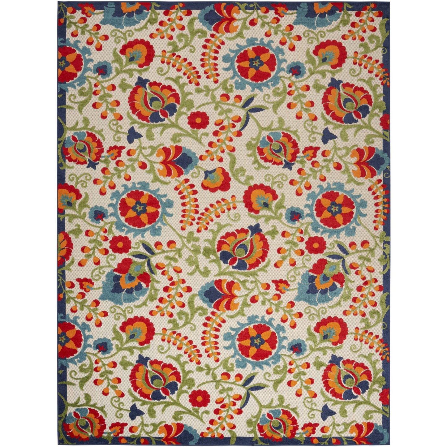 10' X 13' Beige Orange And Red Toile Non Skid Indoor Outdoor Area Rug