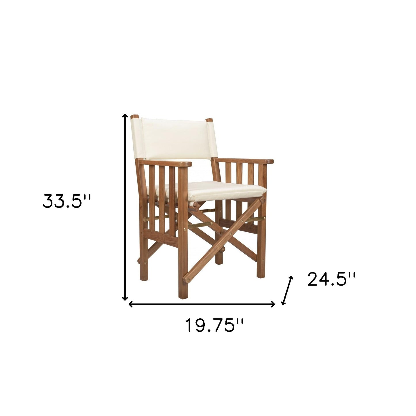 Ivory And Brown Solid Wood Director Chair With Cushion