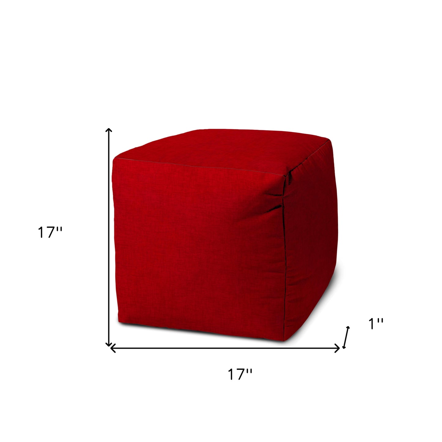 17" Red Polyester Cube Indoor Outdoor Pouf Cover