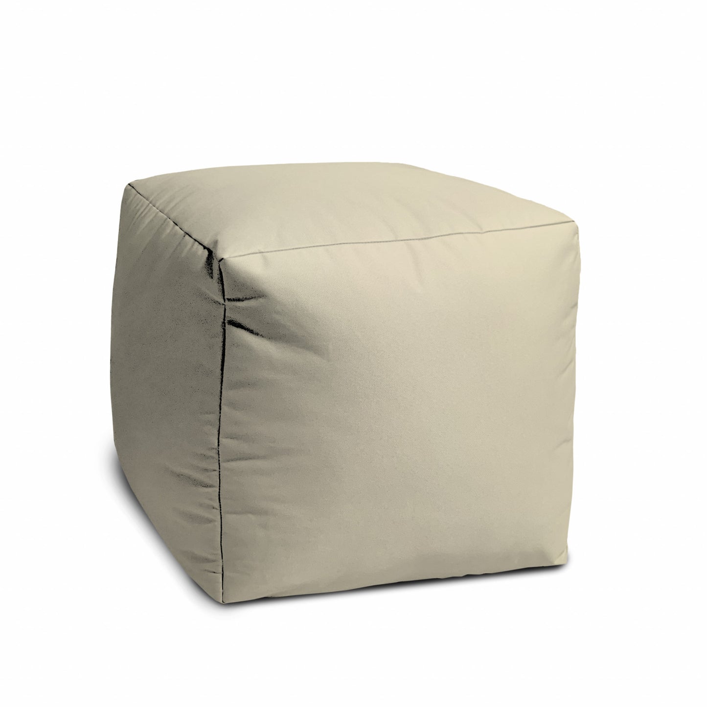 17" Cool Neutral Ivory Solid Color Indoor Outdoor Pouf Cover