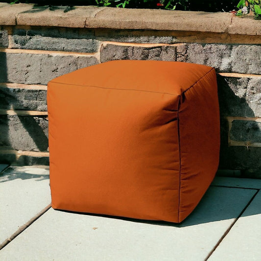 17" Cool Orange Solid Color Indoor Outdoor Pouf Ottoman