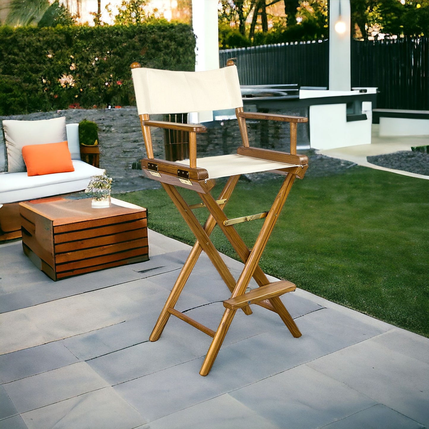 White And Brown Solid Wood Director Chair