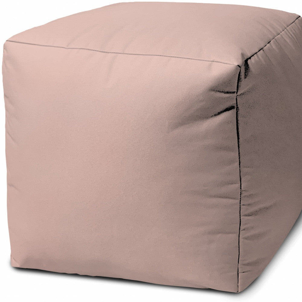 17" Cool Pale Pink Blush Solid Color Indoor Outdoor Pouf Cover