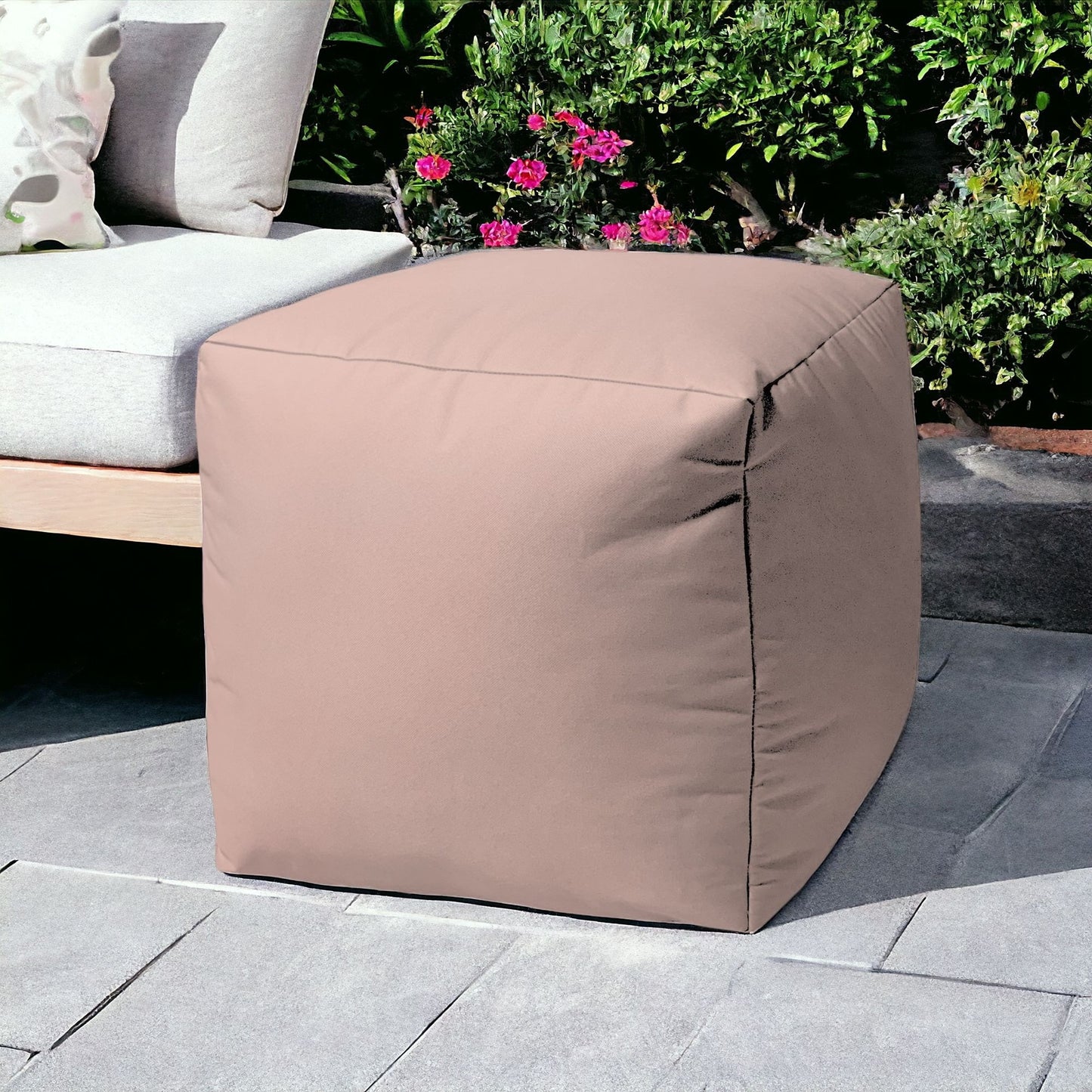 17" Cool Pale Pink Blush Solid Color Indoor Outdoor Pouf Cover