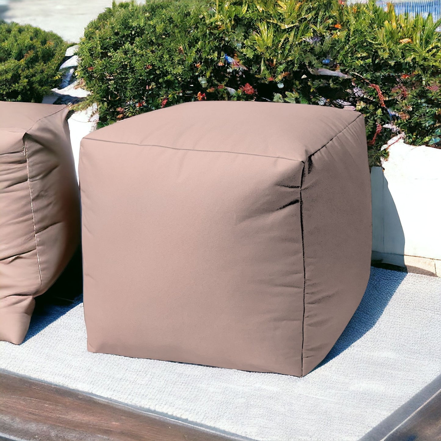 17" Cool Pale Pink Blush Solid Color Indoor Outdoor Pouf Ottoman