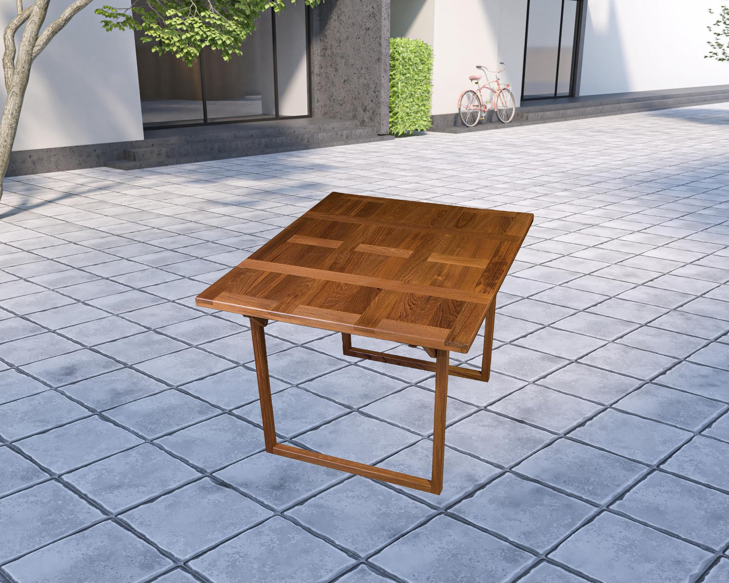 45" Brown Solid Wood Folding Outdoor Side Table