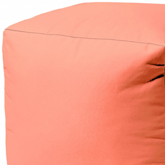 17" Cool Flamingo Coral Solid Color Indoor Outdoor Pouf Ottoman