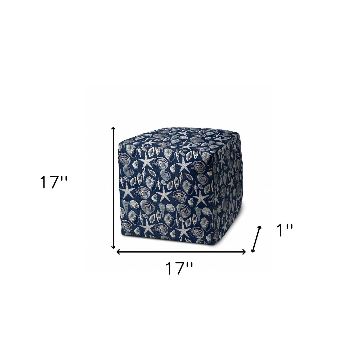 17" Blue Cube Indoor Outdoor Pouf Cover