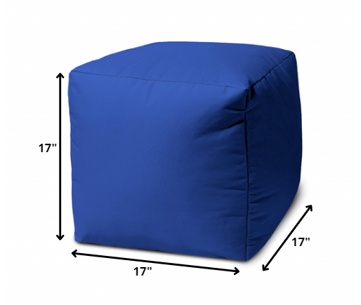 17" Cool Primary Blue Solid Color Indoor Outdoor Pouf Ottoman