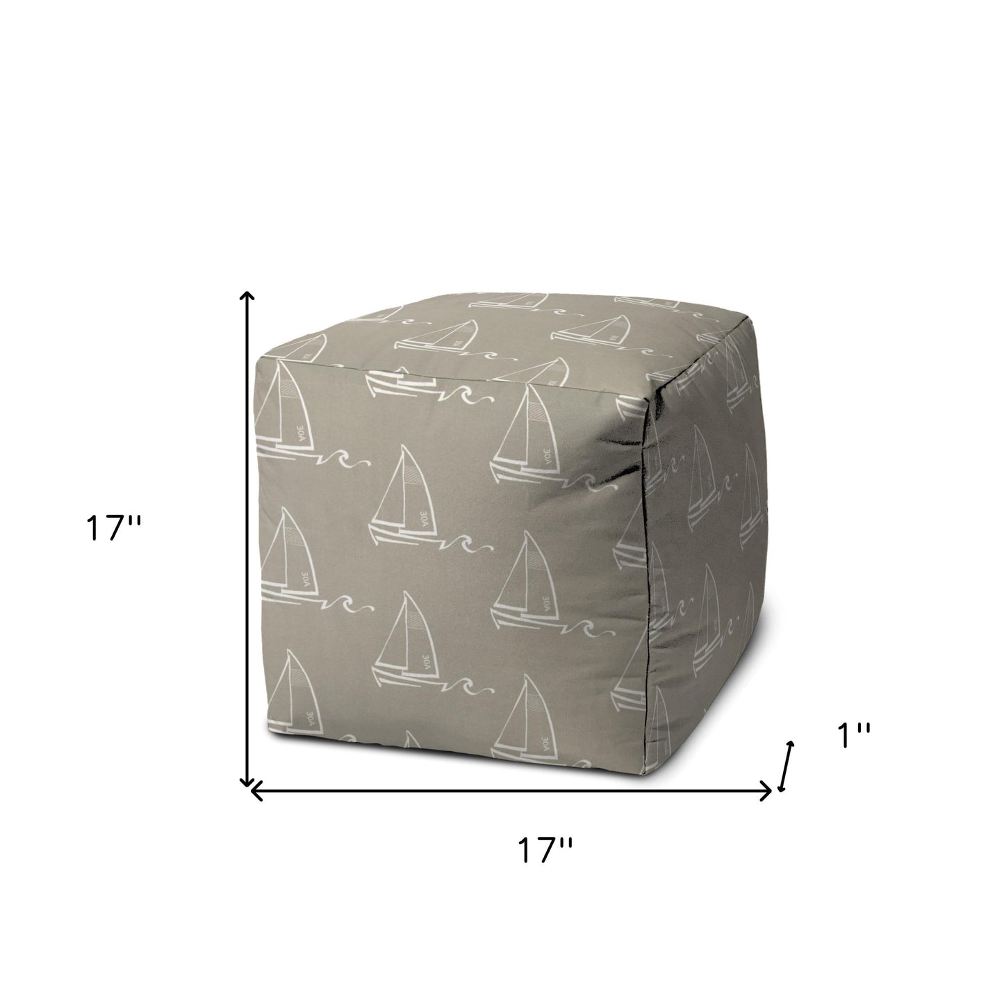 17" Taupe Cube Indoor Outdoor Pouf Cover