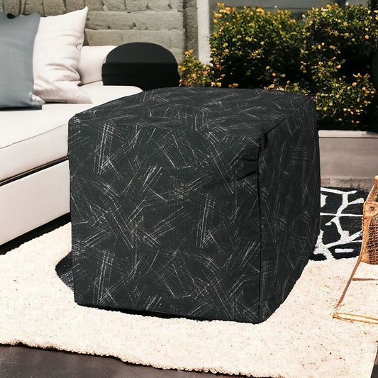 17" Gray Polyester Cube Indoor Outdoor Pouf Ottoman