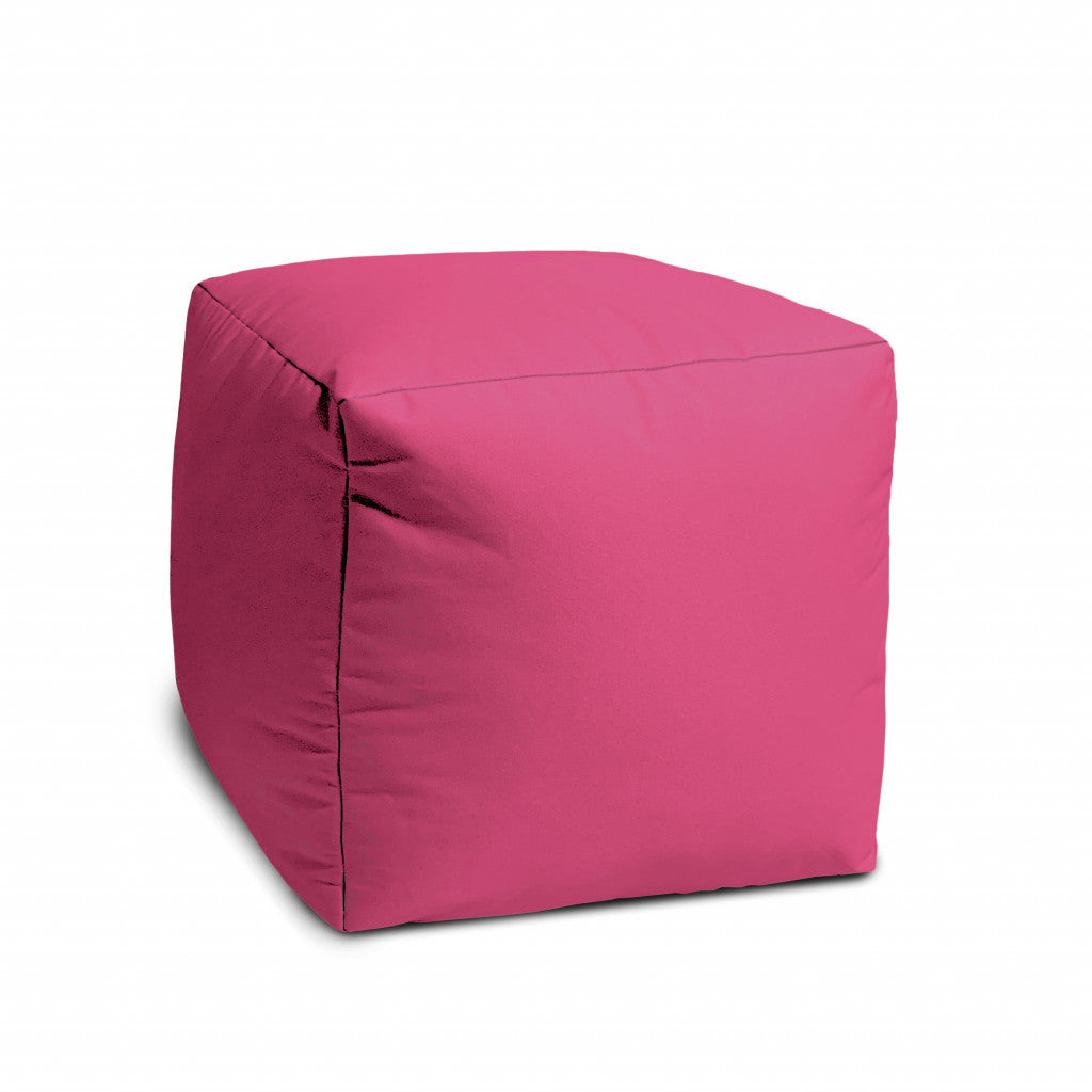 17" Cool Bright Hot Pink Solid Color Indoor Outdoor Pouf Ottoman