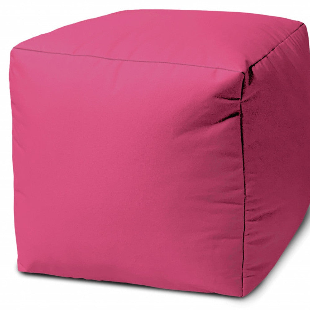 17" Cool Bright Hot Pink Solid Color Indoor Outdoor Pouf Ottoman