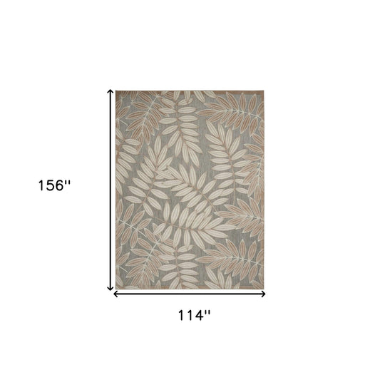 10' X 13' Natural Floral Non Skid Indoor Outdoor Area Rug