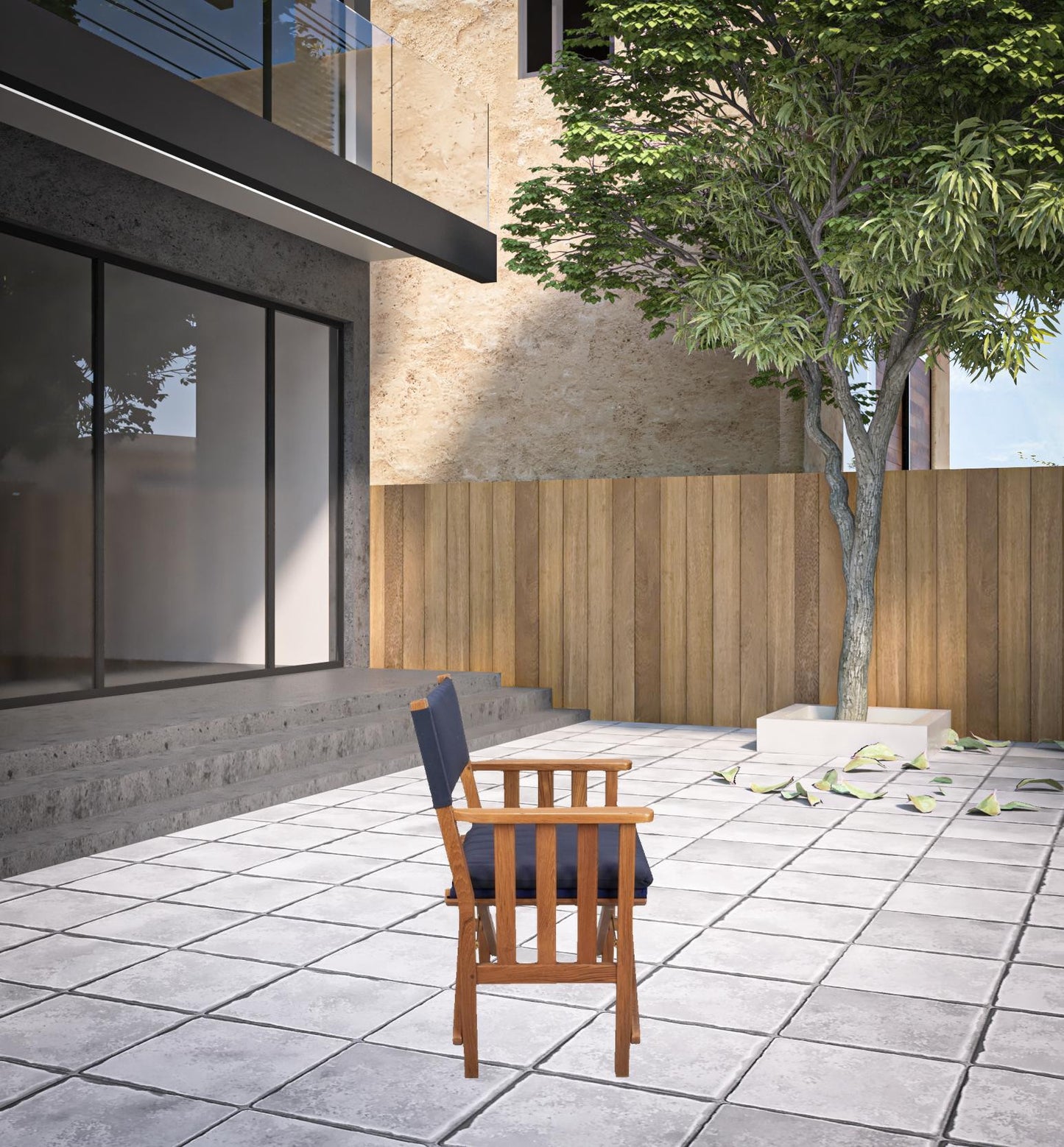 Navy Blue And Brown Solid Wood Director Chair With Cushion