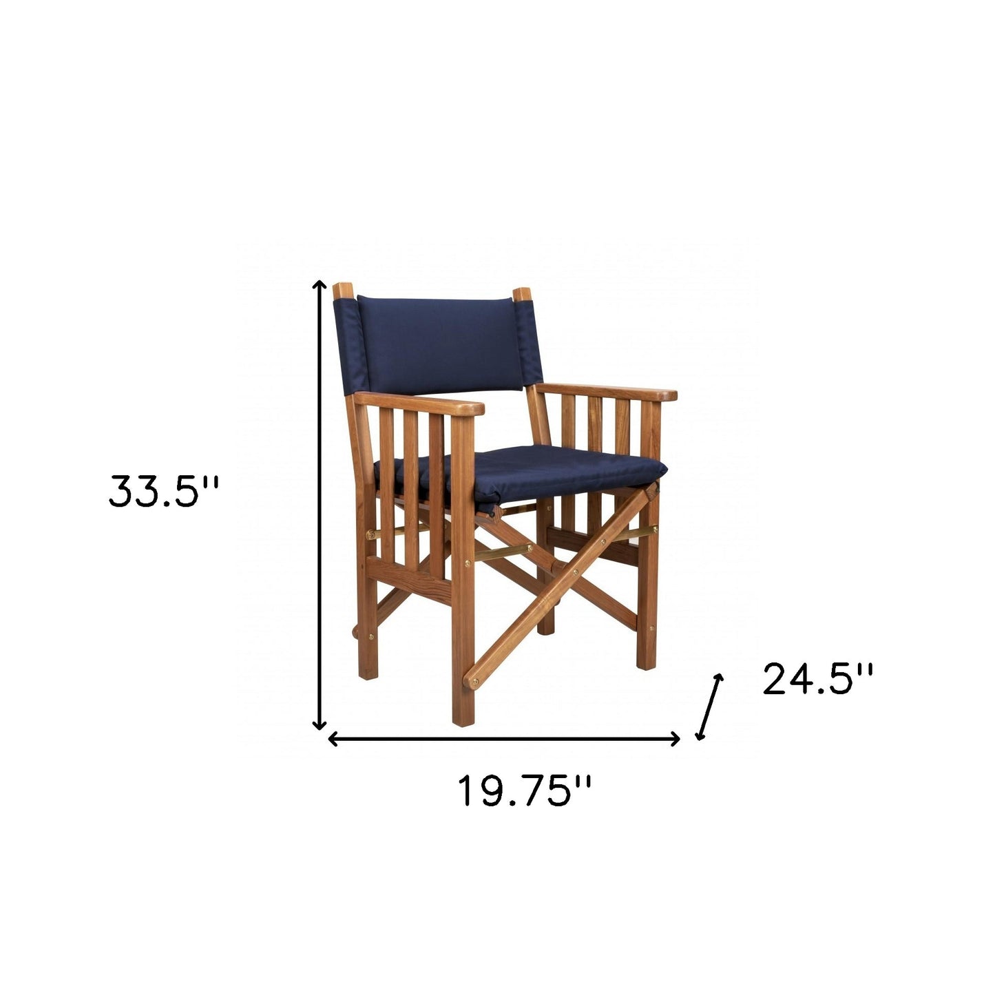 Navy Blue And Brown Solid Wood Director Chair With Cushion