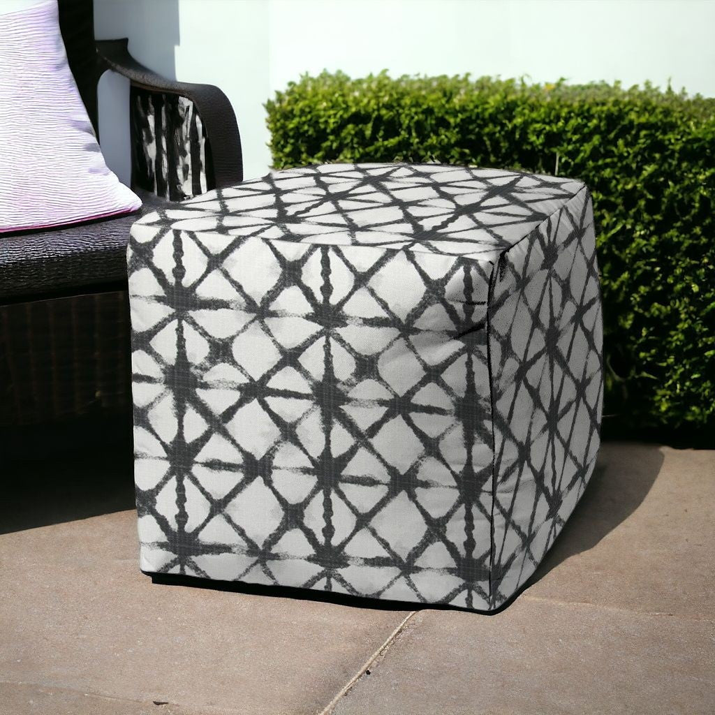 17" Gray Polyester Cube Indoor Outdoor Pouf Ottoman