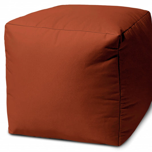 17" Cool Dark Amber Rust Solid Color Indoor Outdoor Pouf Cover