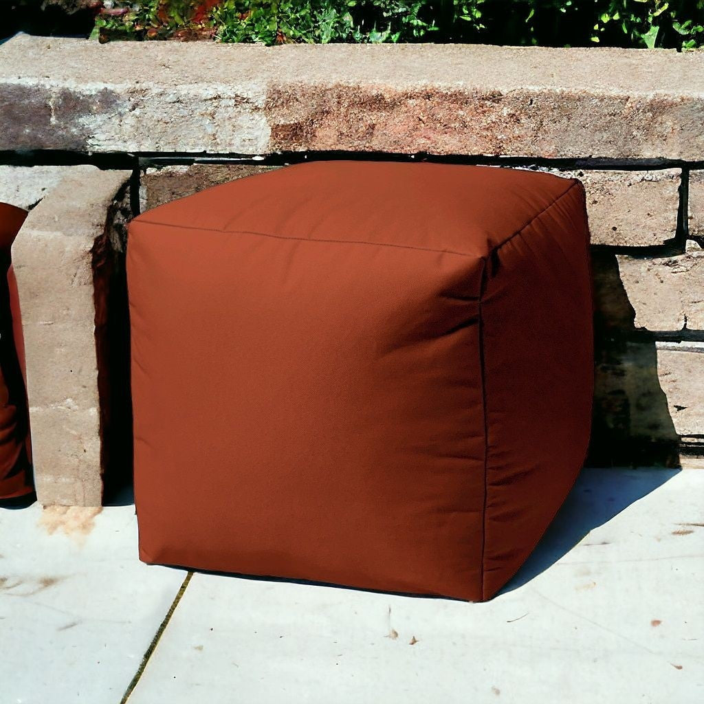 17" Cool Dark Amber Rust Solid Color Indoor Outdoor Pouf Cover