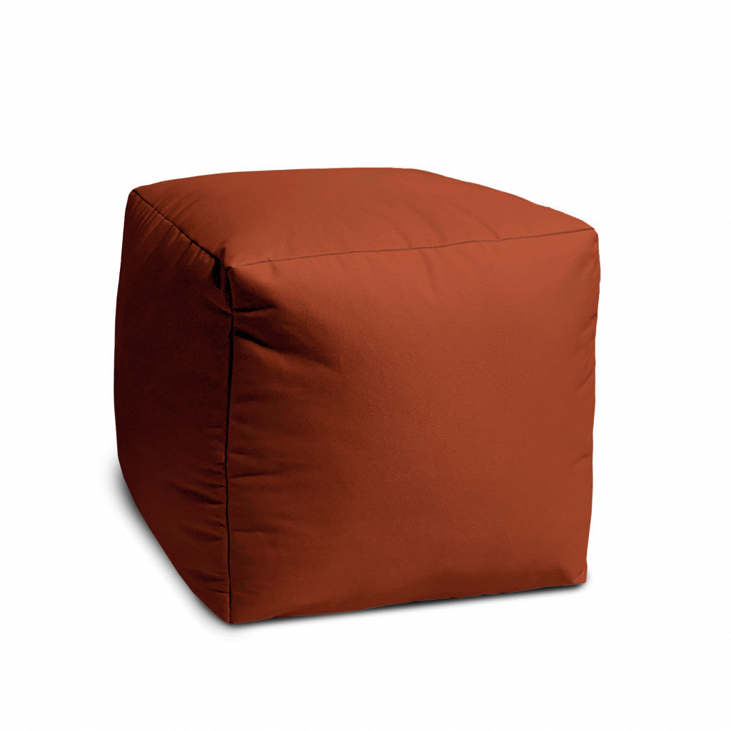 17" Cool Dark Amber Rust Solid Color Indoor Outdoor Pouf Cover