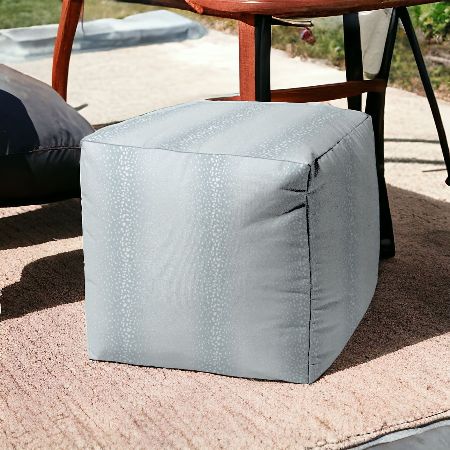 17" Blue Polyester Cube Ombre Indoor Outdoor Pouf Ottoman