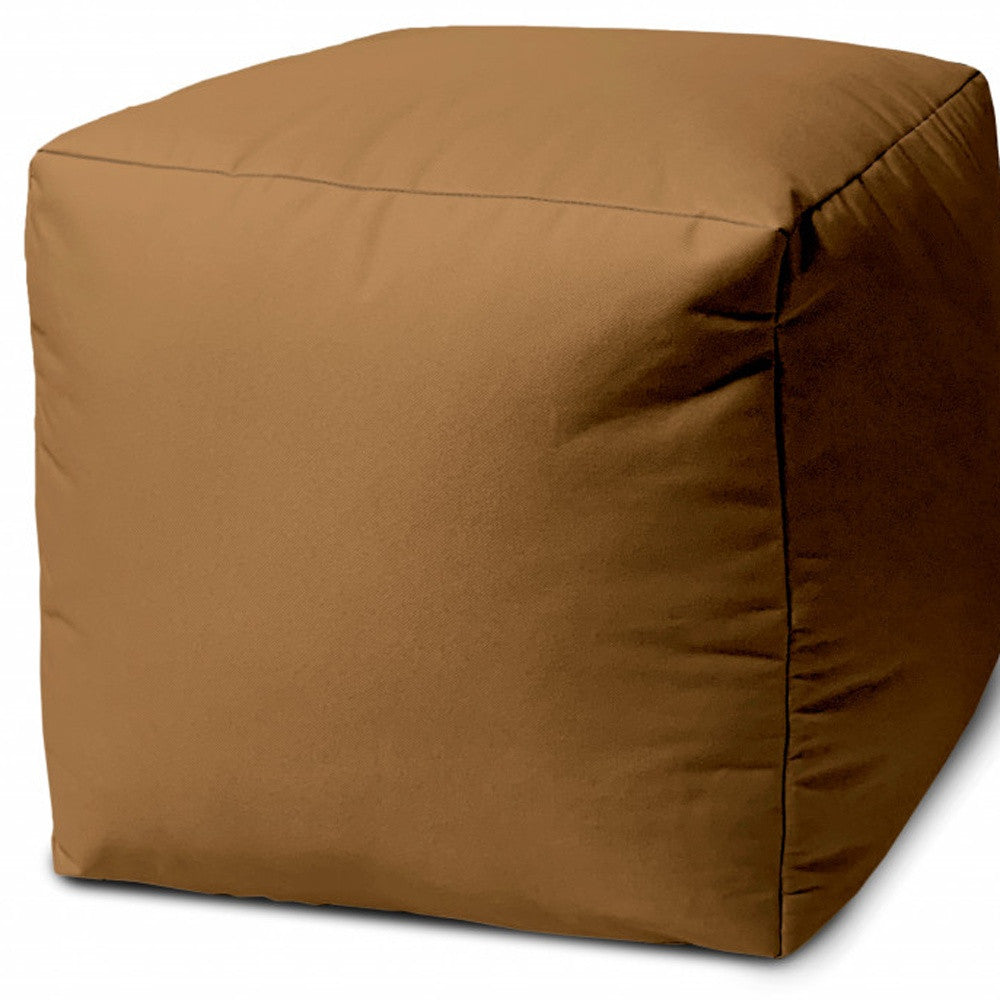 17" Cool Warm Mocha Brown Solid Color Indoor Outdoor Pouf Cover