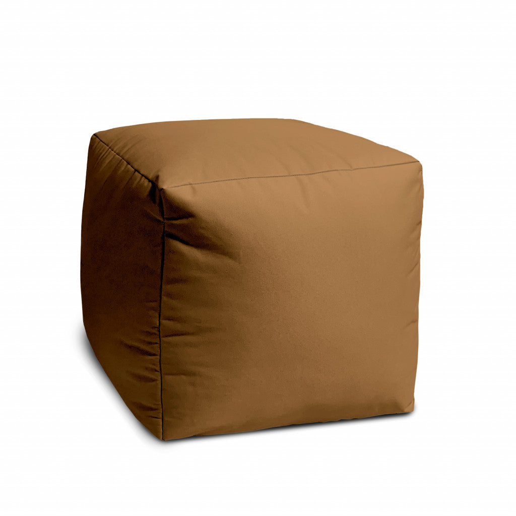 17" Cool Warm Mocha Brown Solid Color Indoor Outdoor Pouf Cover