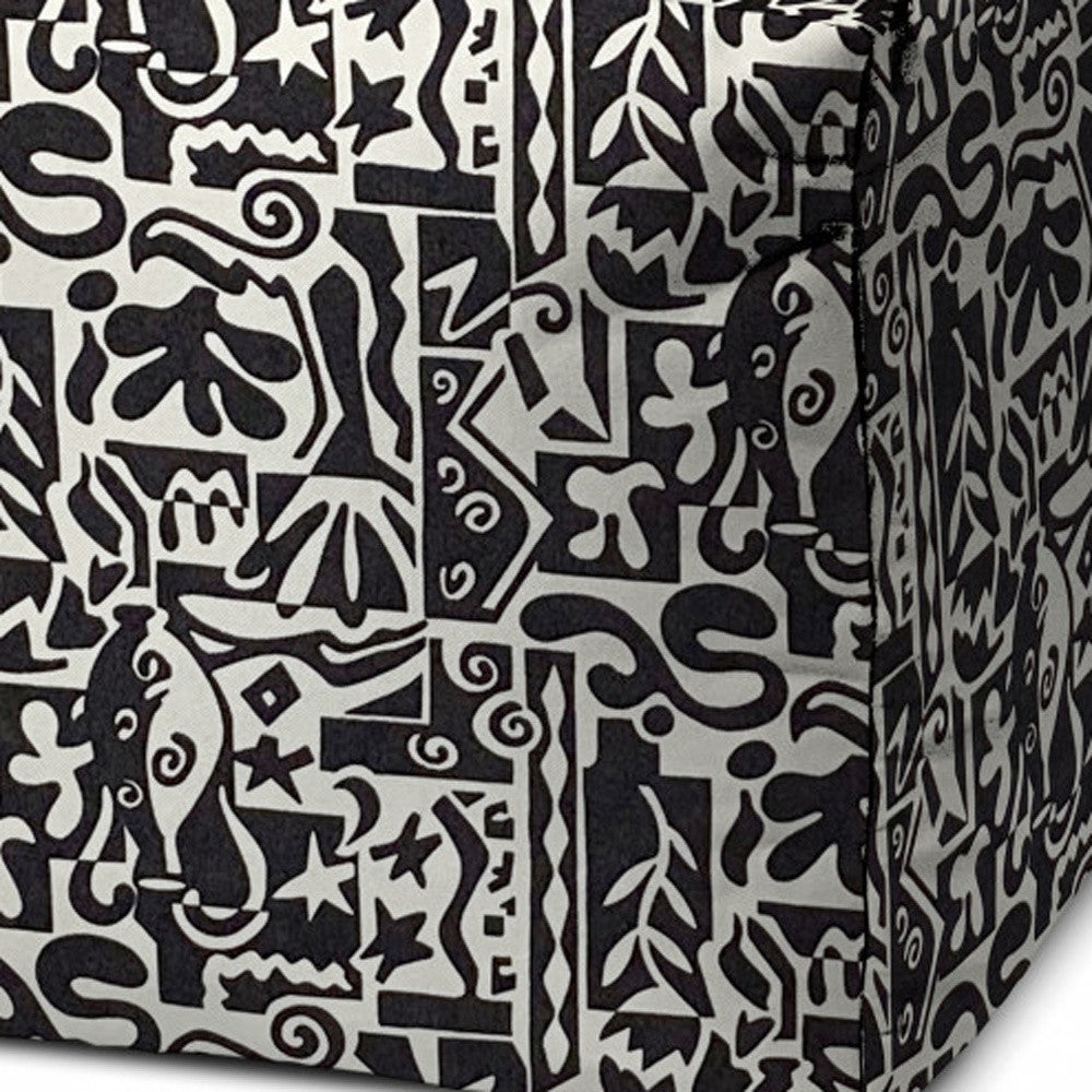 17" Black Polyester Cube Geometric Indoor Outdoor Pouf Ottoman